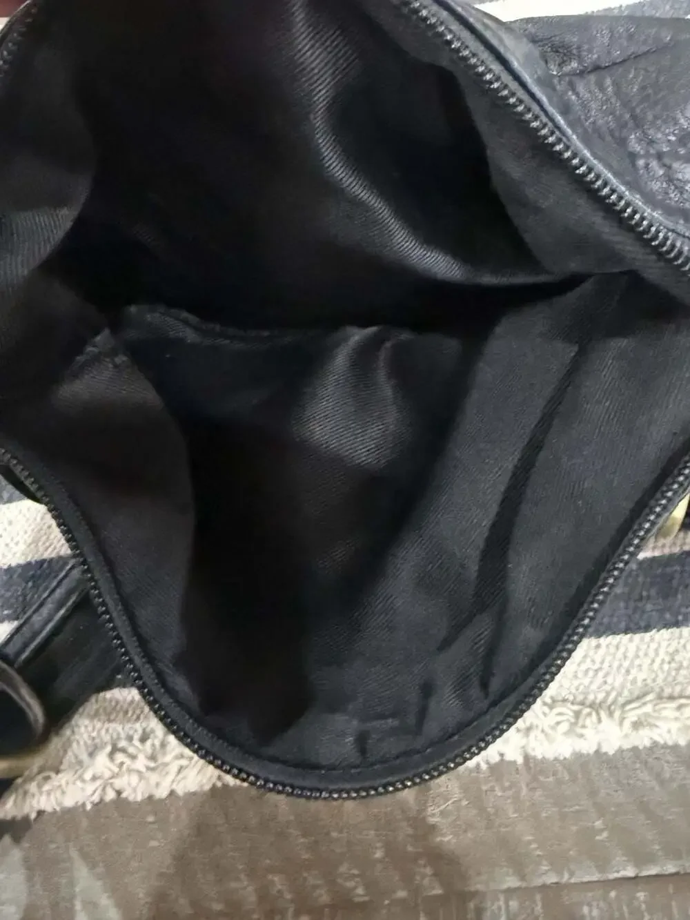 Great American Leather Works Black Leather Sling Backpack Embossed Floral Bag